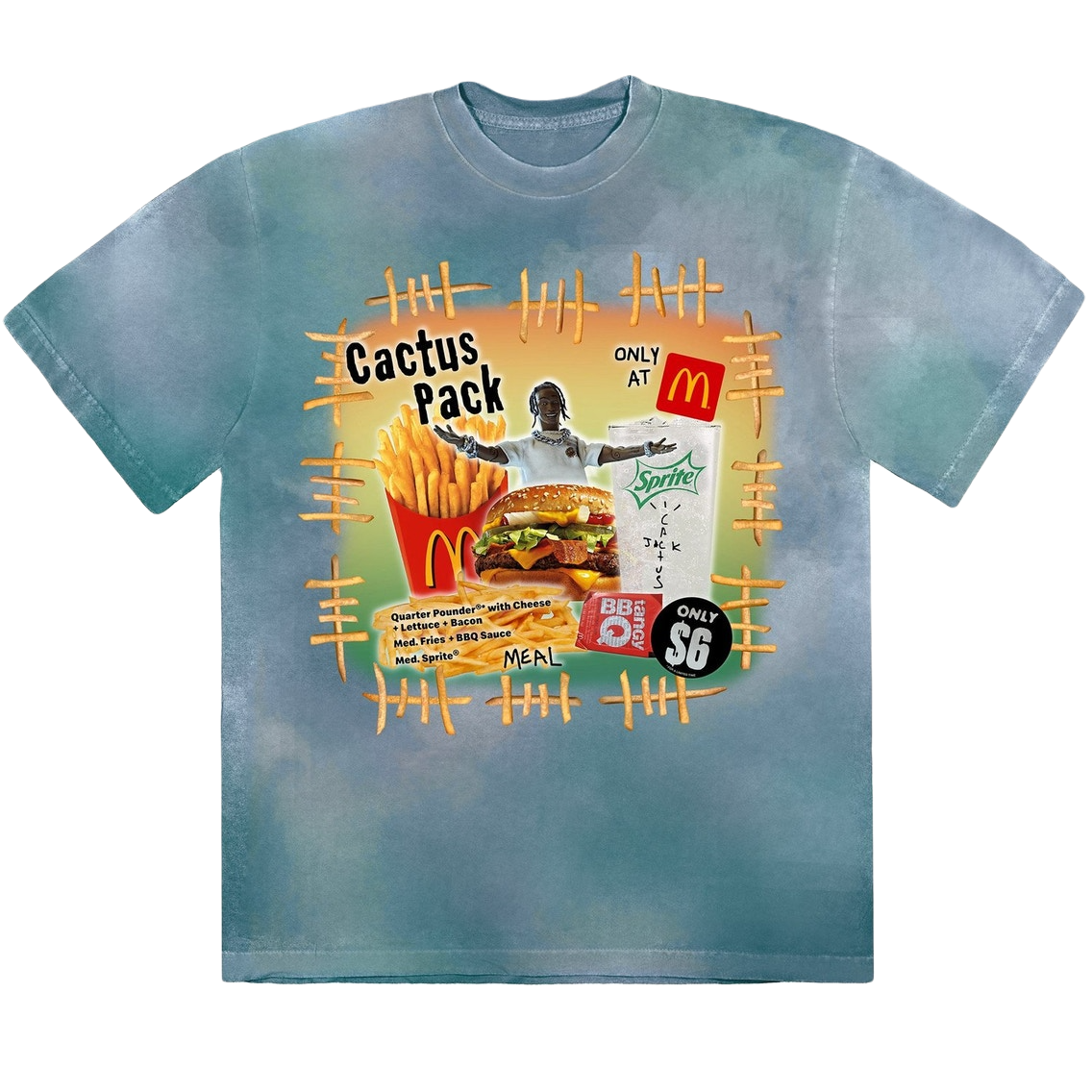 Travis Scott x McDonalds Cactus Pack Vintage Bootleg T-Shirt - Blue Travis Scott