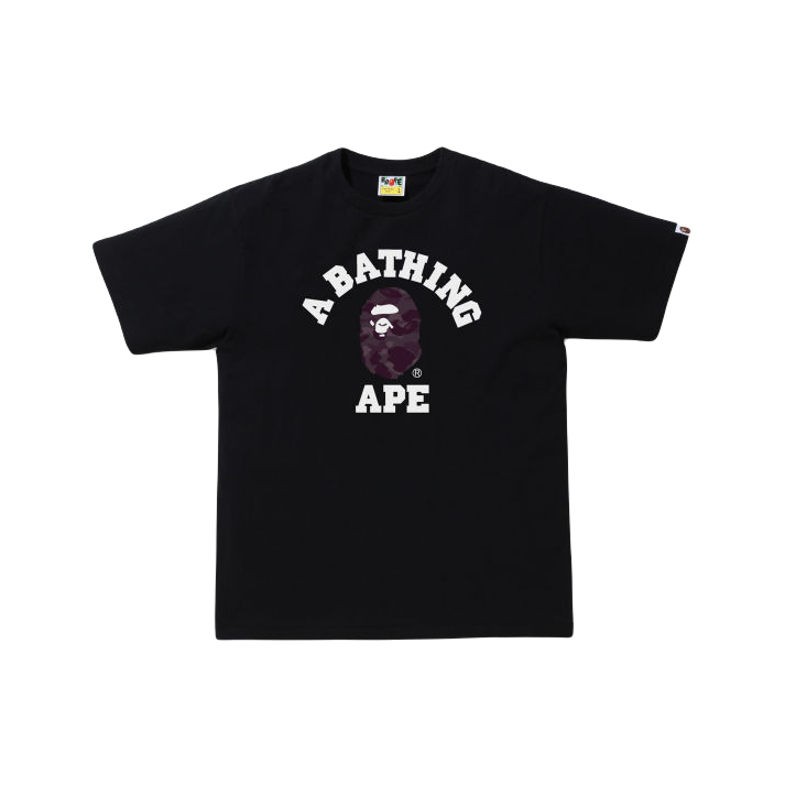 A Bathing Ape Color Camo College Tee - Black/Burgundy Bape