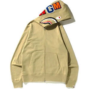 A Bathing Ape Shark Full Zip Hoodie (SS22) - Beige Bape