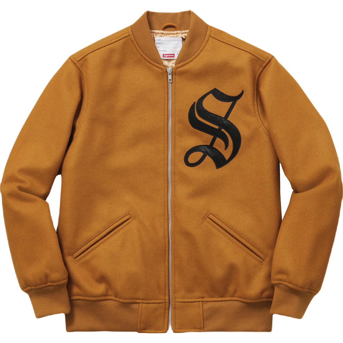 Supreme Old English Zip Varsity Jacket - Dark Gold Supreme