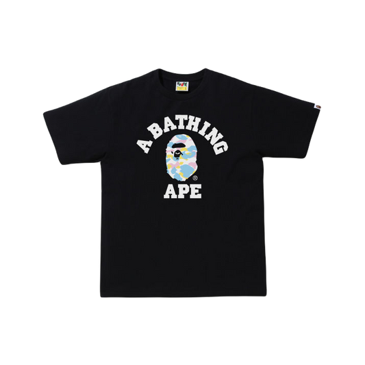 A Bathing Ape New Multi Camo College Tee - Black Bape