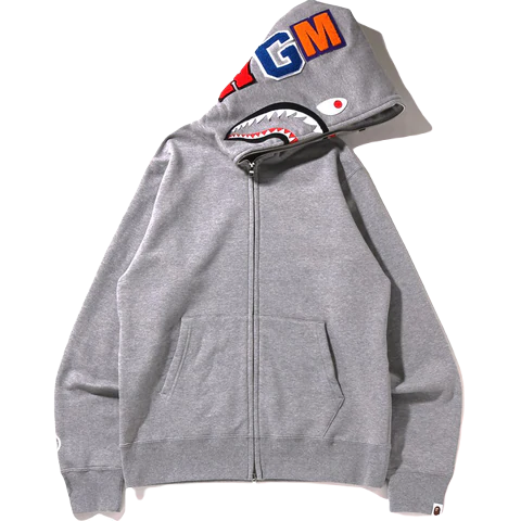 A Bathing Ape Shark Full Zip Hoodie (SS22) - Gray Bape
