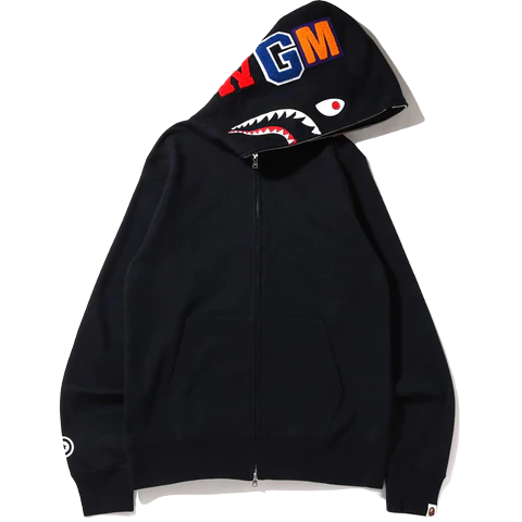 A Bathing Ape Shark Full Zip Hoodie (SS22) - Black Bape