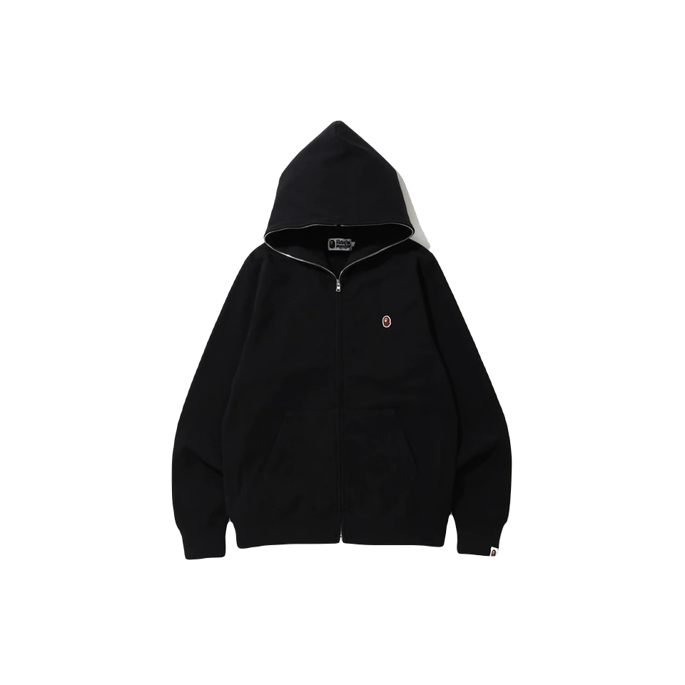 A Bathing Ape One Point Full Zip Hoodie - Black - Used Bape