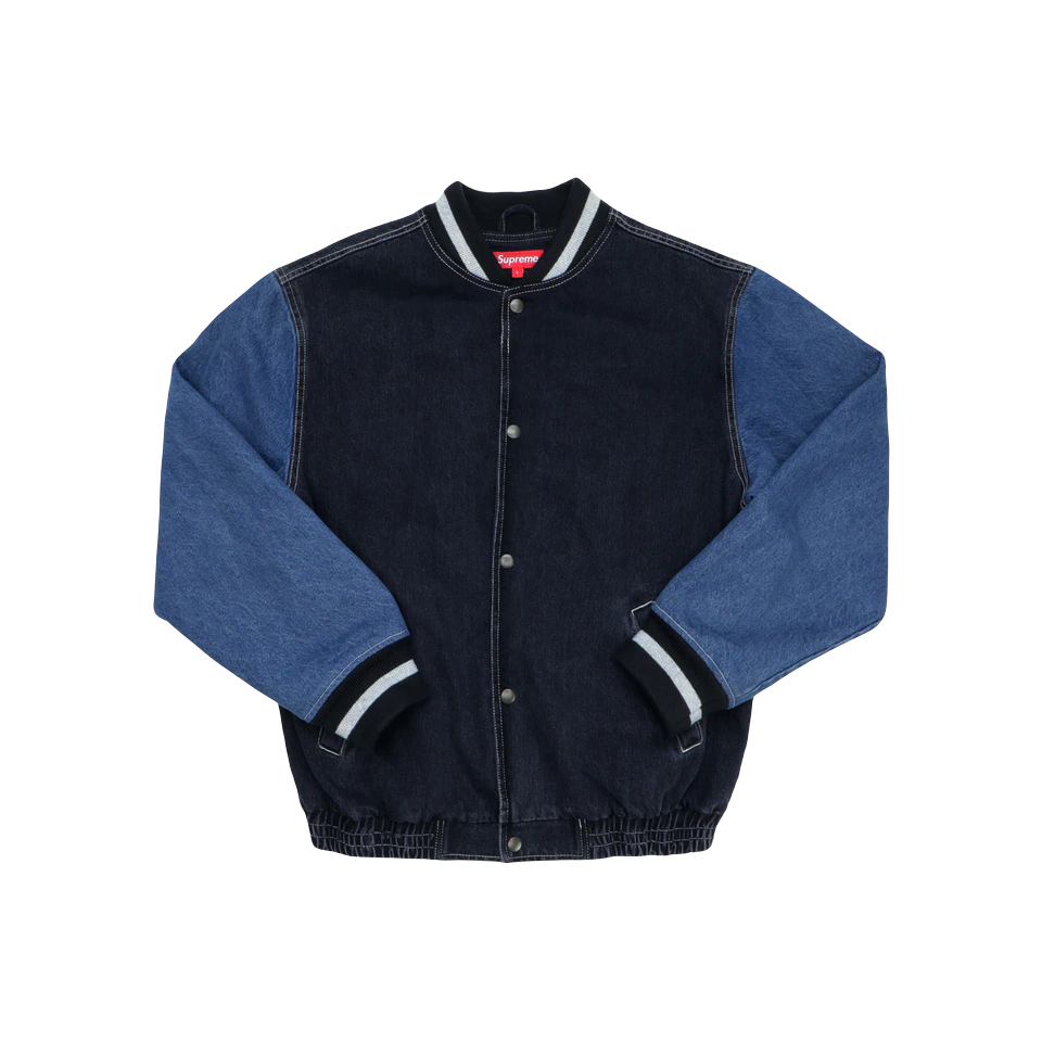Supreme Denim Varsity Jacket - Black Supreme