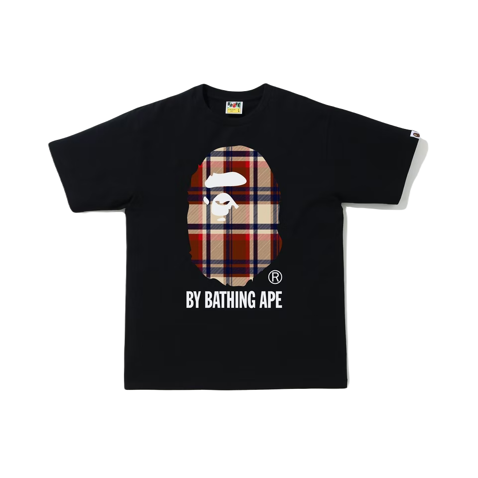 A Bathing Ape Check By Bathing Ape Tee - Black/Red (FW21) Bape