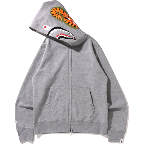 A Bathing Ape Shark Full Zip Hoodie (SS22) - Gray Bape