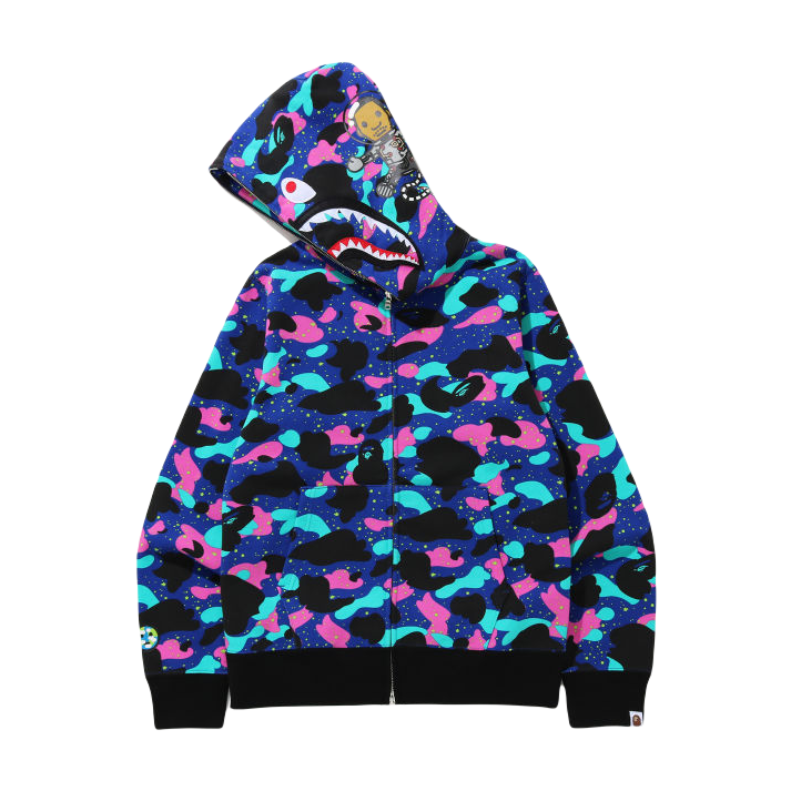 A Bathing Ape x Kid Cudi Shark Full Zip Hoodie - Navy Blue - Used