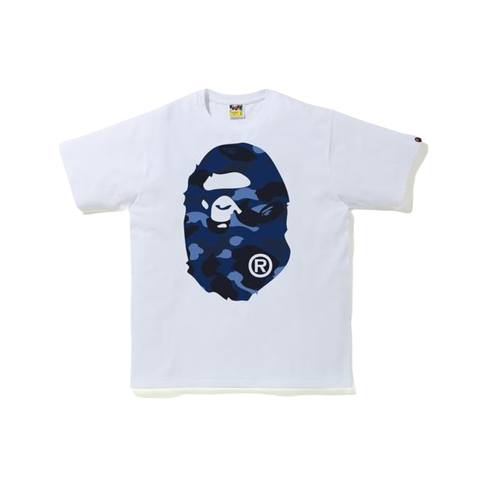 A Bathing Ape Color Camo Big Ape Head Tee - White/Navy SS20 Bape