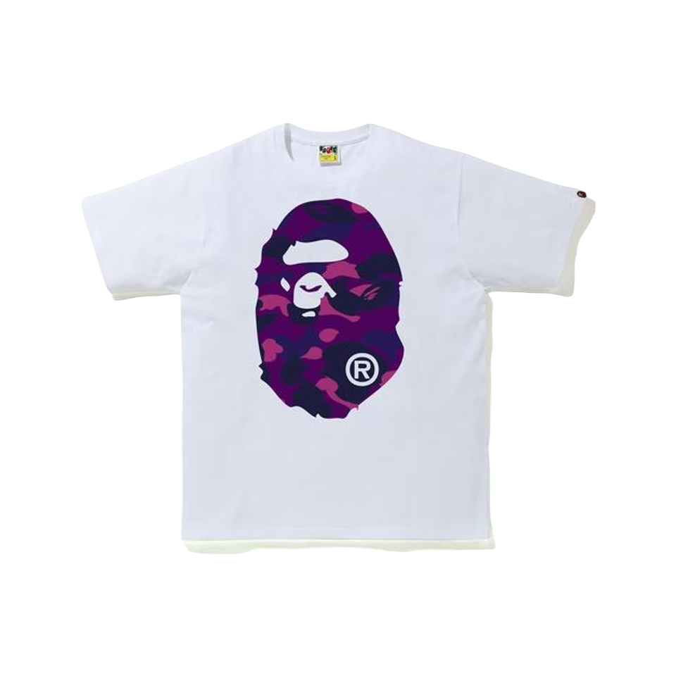 A Bathing Ape Color Camo Big Ape Head Tee - White/Purple (SS20) Bape