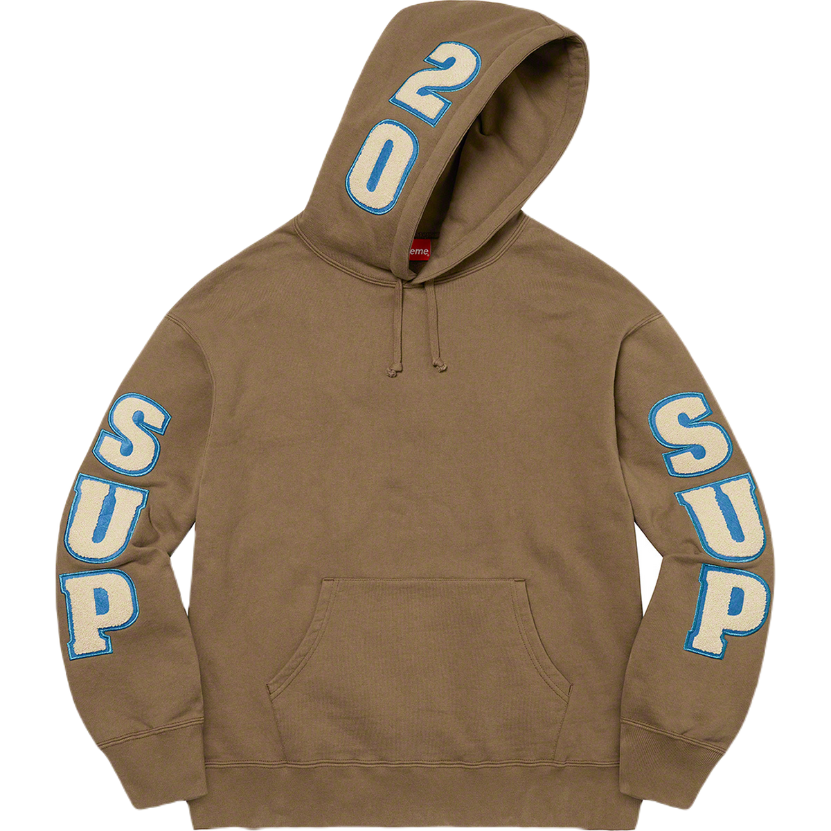 Supreme Chenille Hooded Sweatshirt - Olive Brown - Used Supreme
