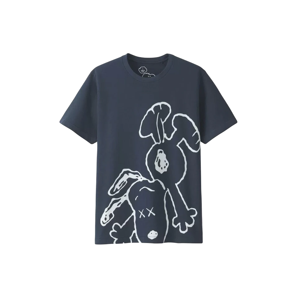 Kaws x Uniqlo x Peanuts Snoopy Falling Tee - Navy - Used Kaws