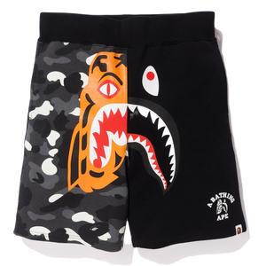 A Bathing Ape City Camo Tiger Shark Sweat Short - Black Bape