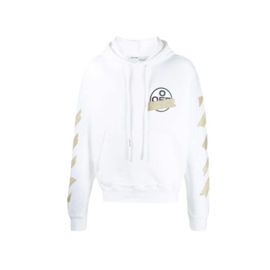 Off-White Tape Diag Arrows Hoodie - White/Beige - Used OFF-WHITE
