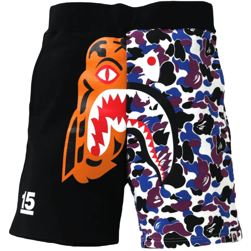 A Bathing Ape HK 15th Anniversary Tiger Shark Short - Black/ HK Camo Bape
