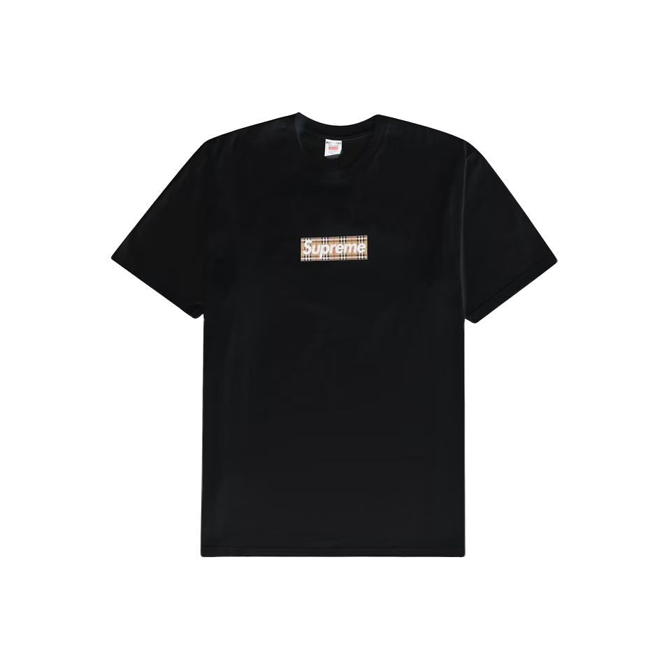 Supreme Burberry Box Logo Tee - Black Supreme
