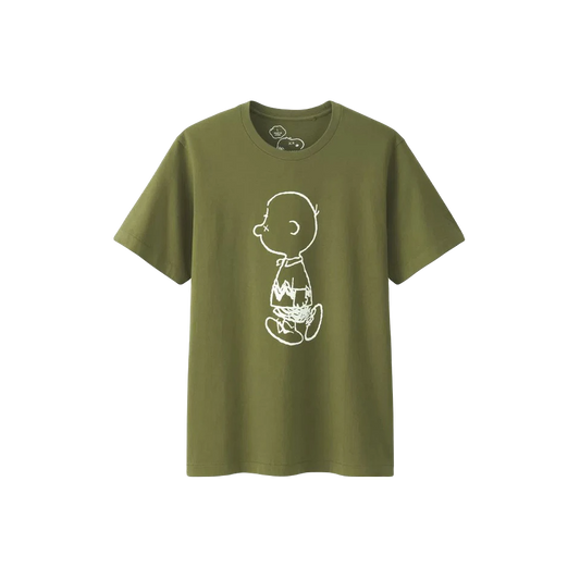 Kaws x Uniqlo x Peanuts Charlie Brown Tee - Olive - Used