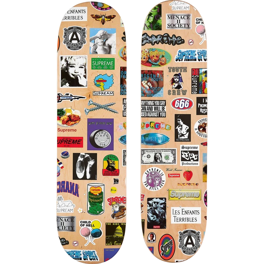 Supreme Stickers Skateboard - Natural