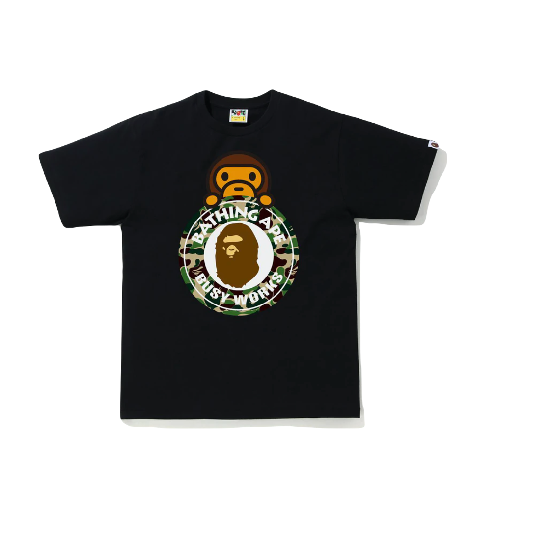 A Bathing Ape ABC Camo Milo on Busy Works Tee - Black/Green Bape