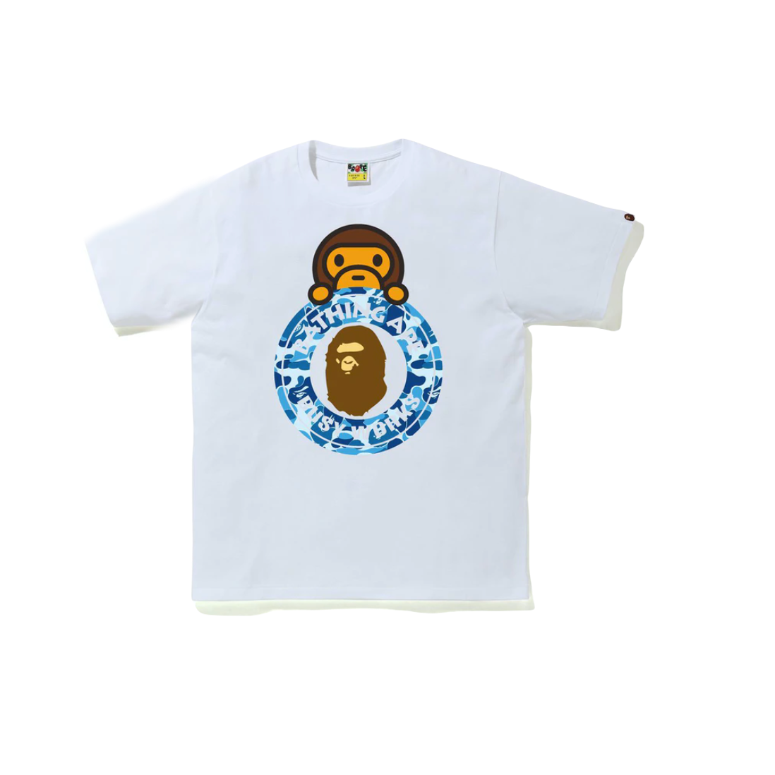 A Bathing Ape ABC Camo Milo on Busy Works Tee - White/Blue Bape