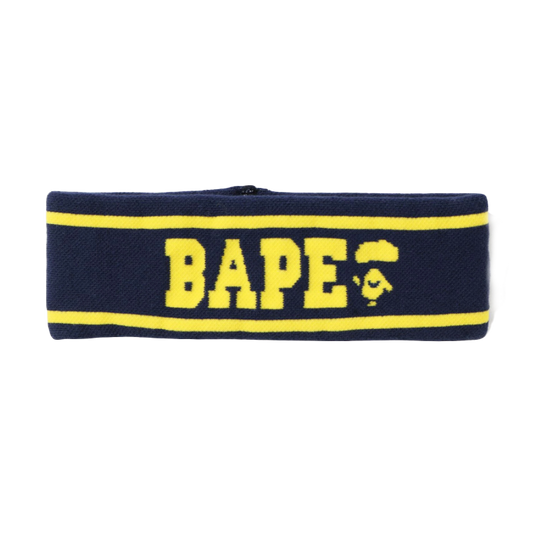 A Bathing Ape Logo Headband - Navy/Yellow