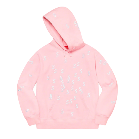 Supreme Embroidered S Hooded Sweatshirt - Light Pink
