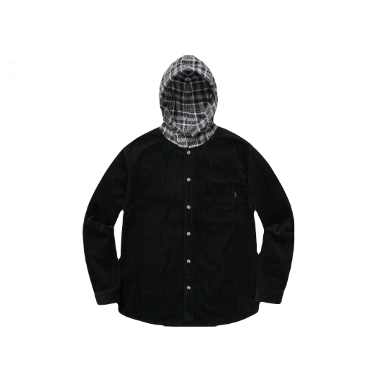 Supreme Hooded Color Blocked Corduroy Shirt - Black - Used Supreme