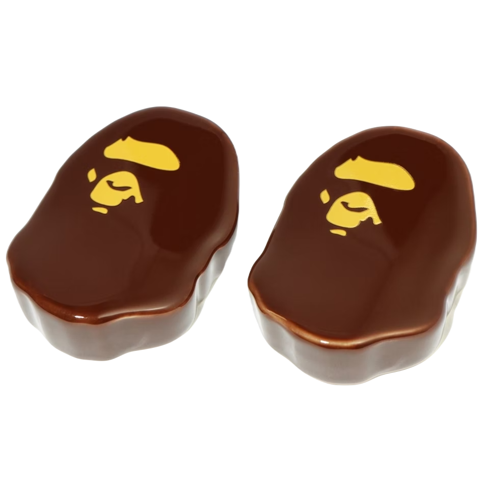 A Bathing Ape Ape Head Chopstick Rest Set - Brown Bape