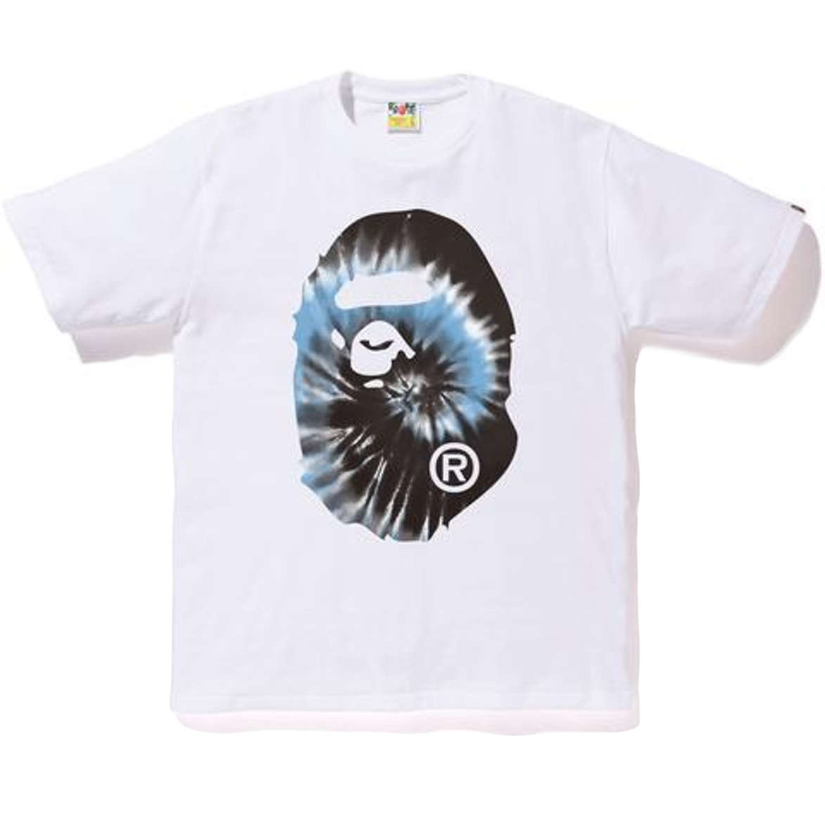 A Bathing Ape Tie Dye Big Ape Head Tee - White/Blue Bape