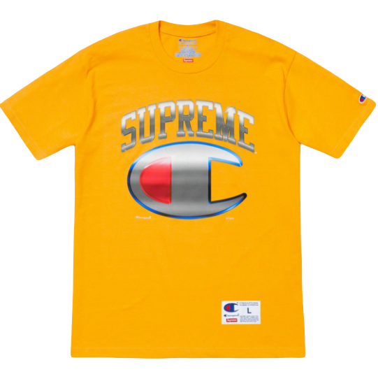 Supreme x Champion Chrome Logo Tee - Yellow - Used Supreme