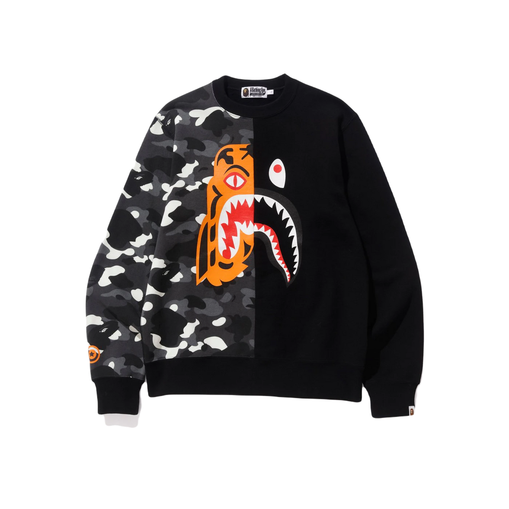 A Bathing Ape City Camo Tiger Shark Crewneck - Black