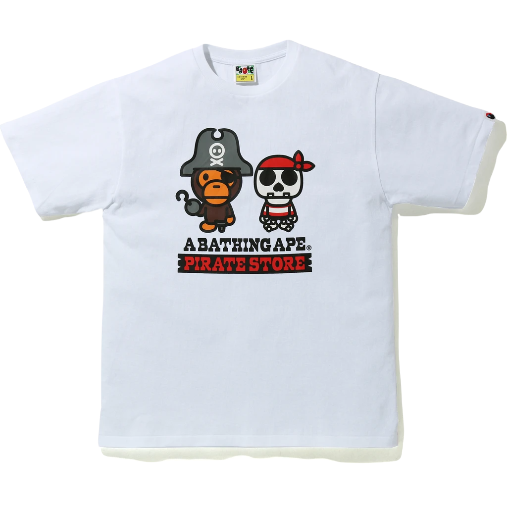 A Bathing Ape Captain Milo & Bone Pirate Tee - White Bape