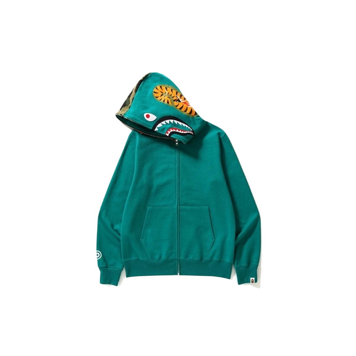 A Bathing Ape Shark Full Zip Hoodie - Teal/Green - Used Bape