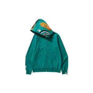 A Bathing Ape Shark Full Zip Hoodie - Teal/Green - Used Bape