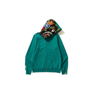 A Bathing Ape Shark Full Zip Hoodie - Teal/Green - Used Bape