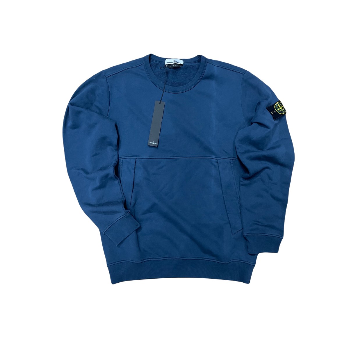 Stone Island Logo Pouch Pocket Crewneck Sweatshirt - Marine Blue Stone Island