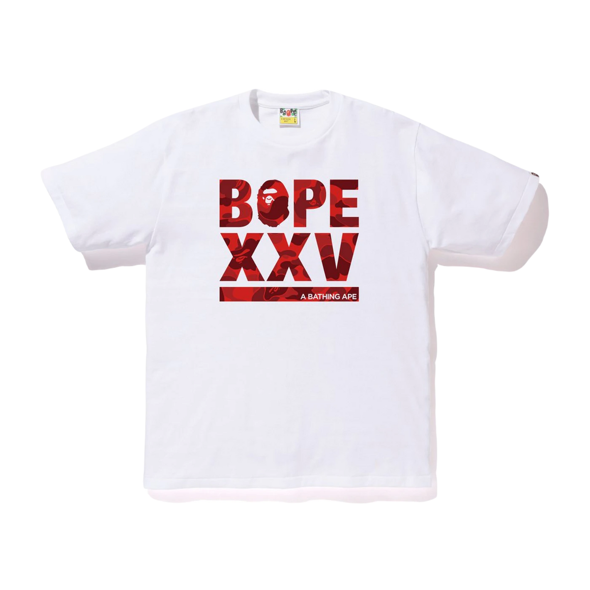 A Bathing Ape XXV Cities Camo Logo Tee - White/Red - Used Bape