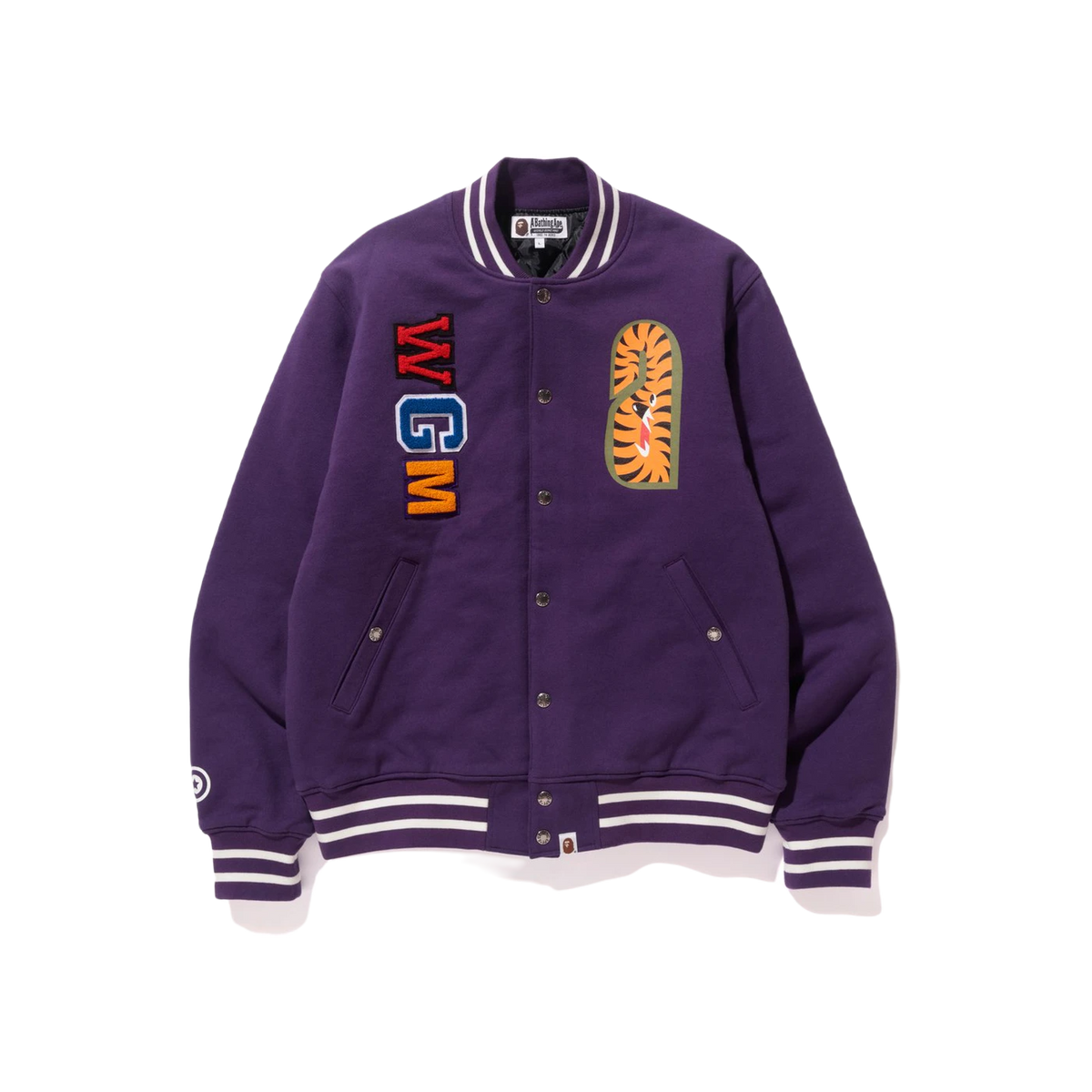 A Bathing Ape Shark Varsity Jacket - Purple - Used Bape