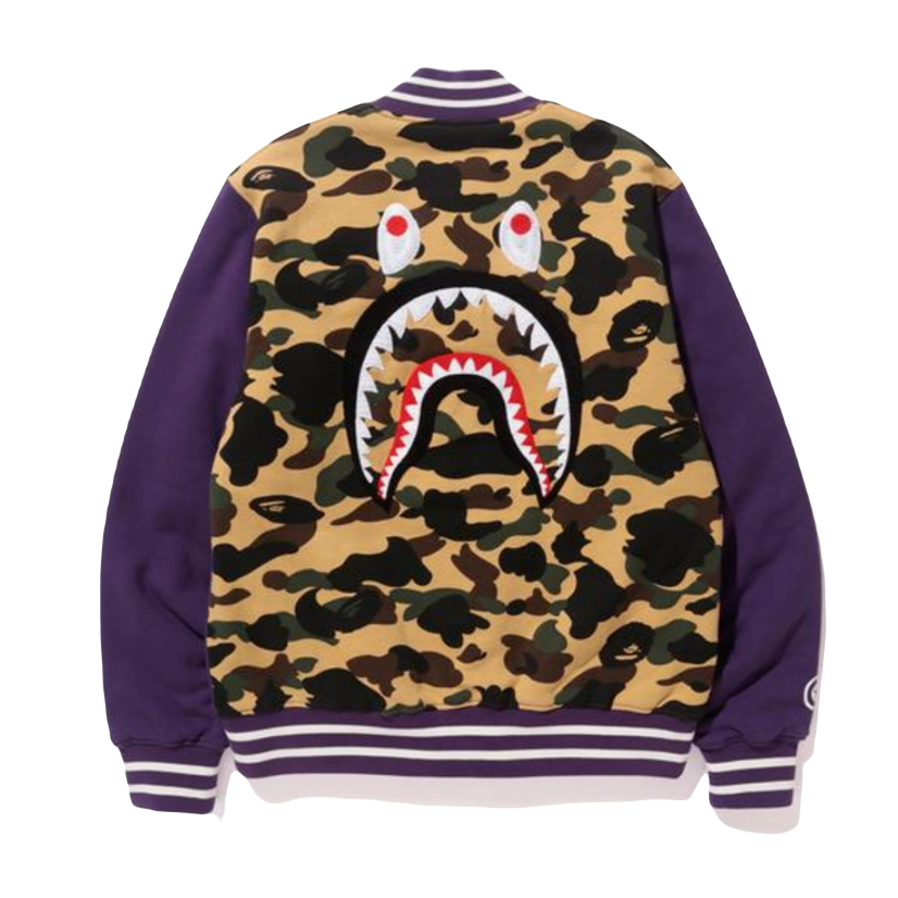 A Bathing Ape Shark Varsity Jacket - Purple Bape