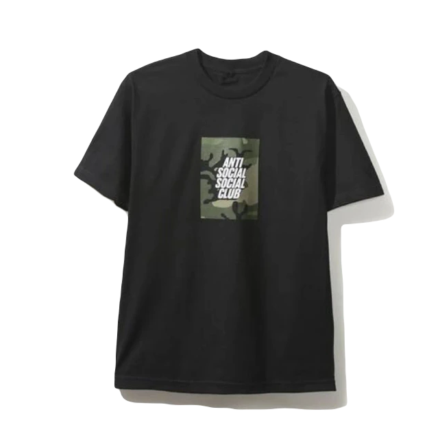 Anti Social Social Club Blocked Logo Camo Box Tee - Black - Used Anti Social Social Club