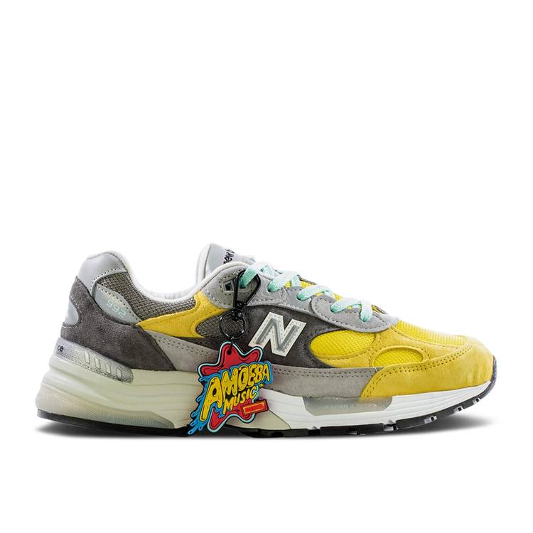 New Balance 992 Made In USA x Amoeba Music x Nice Kicks - Grey Yellow New Balance