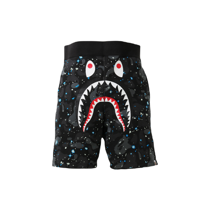 A Bathing Ape Shark Sweat Shorts - Black Space Camo