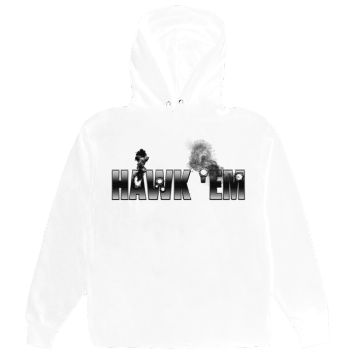 Pop Smoke x VLone Hawk Em Hoodie - White