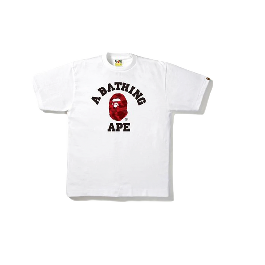 A Bathing Ape College Color Camo Tee - White/Red