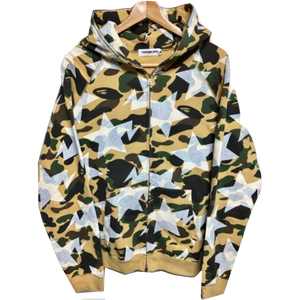 A Bathing Ape Yellow Camo Bapesta Hoodie
