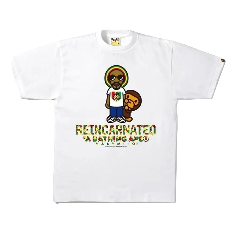 A Bathing Ape Snoop Lion x Milo Smoke Tee - White - Used Bape
