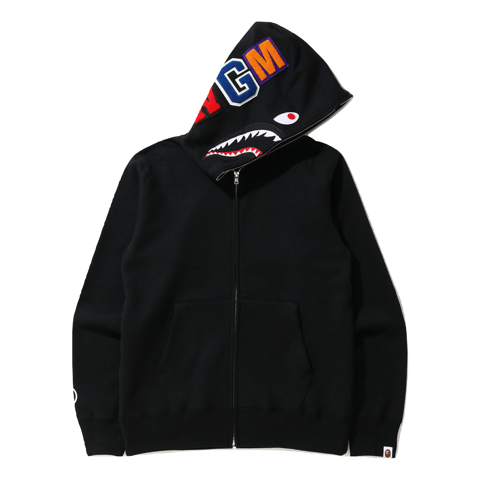 A Bathing Ape Shark Full Zip Hoodie - Black Bape