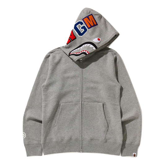 A Bathing Ape Shark Full Zip Hoodie - Grey Bape