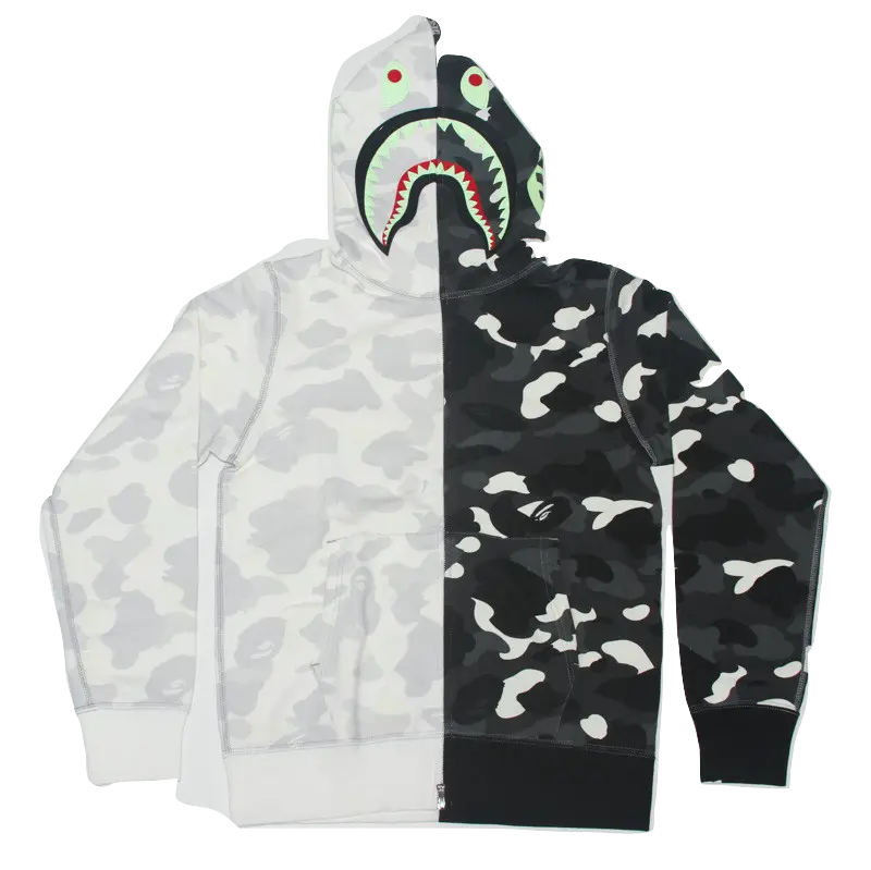 A Bathing Ape City Camo Half Shark Full Zip Up Hoodie Bape