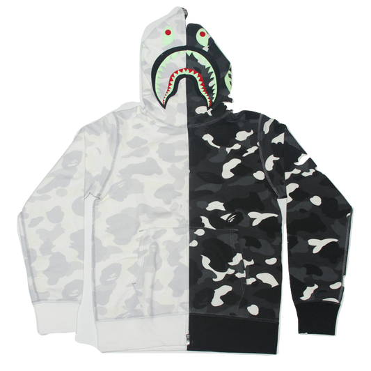 A Bathing Ape City Camo Half Shark Full Zip Up Hoodie - Used